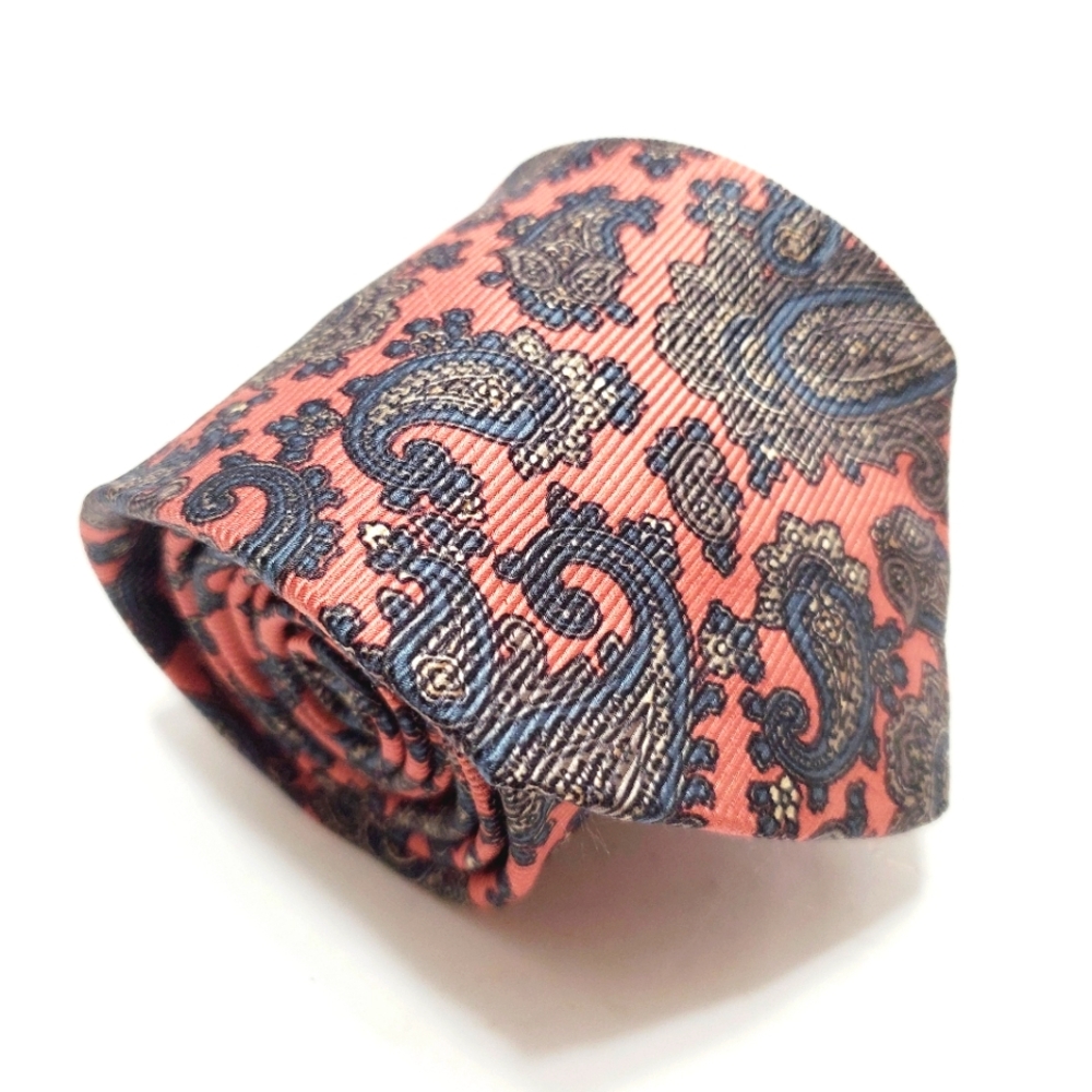 Mark Shale Necktie Pink Paisley Pattern Men's Silk Neck Tie Repp Fabric 59x3.5"
